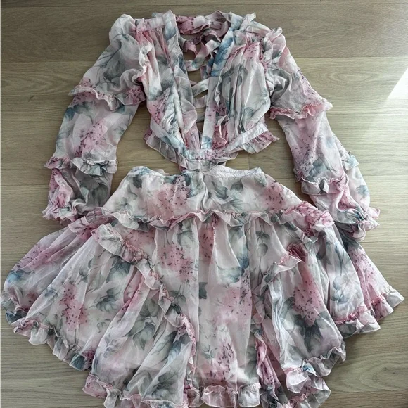 Floral Ruffle Cutout Dress - Picture 3 of 10